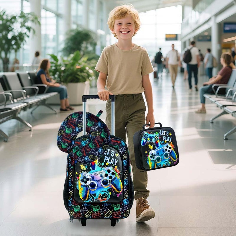 UFNDC 5PCS Kids Luggage for Boys, Game Rolling Suitcase with Wheels, Travel Carry-On for Children Toddler Elementary - Image 5